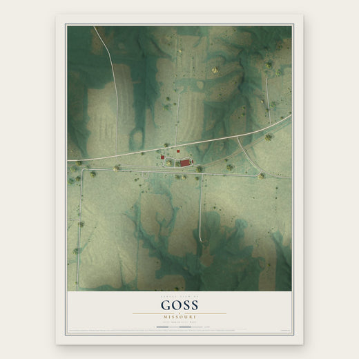 Goss, Missouri map print, the full design
