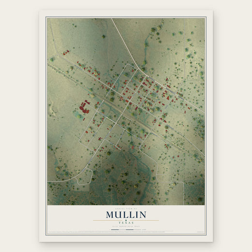 Mullin, Texas map print, the full design