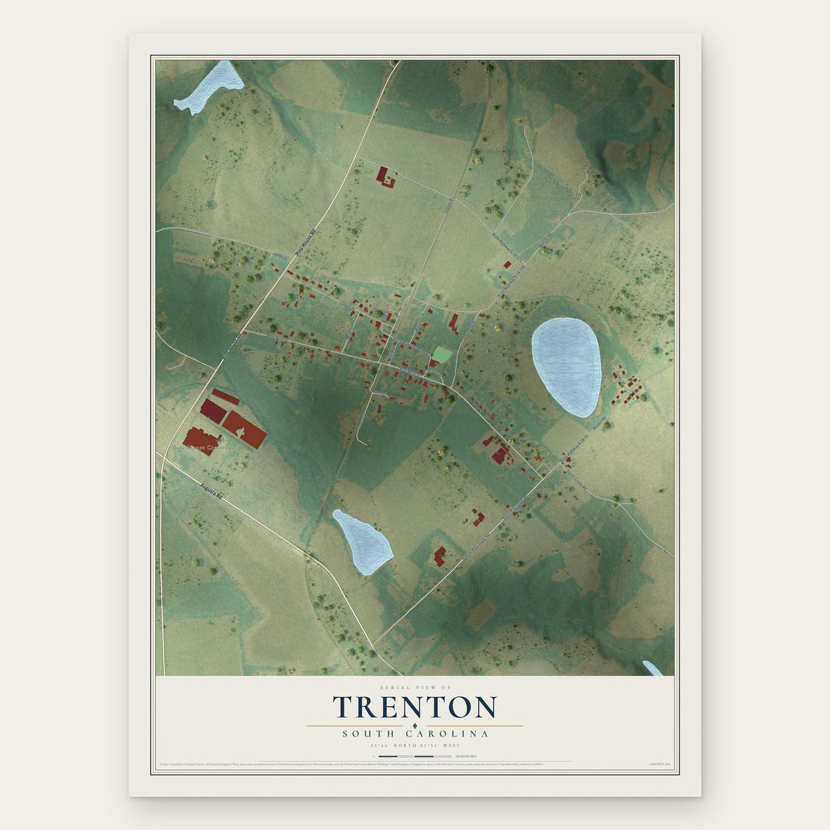 Trenton, South Carolina map print, the full design