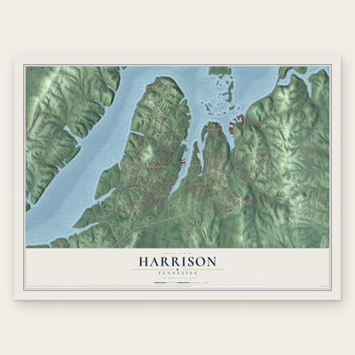 Harrison, Tennessee map print, the full design