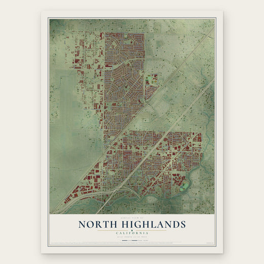 North Highlands, California map print, the full design