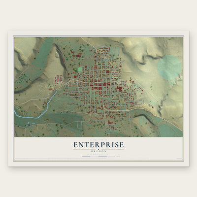 Enterprise, Oregon map print, the full design