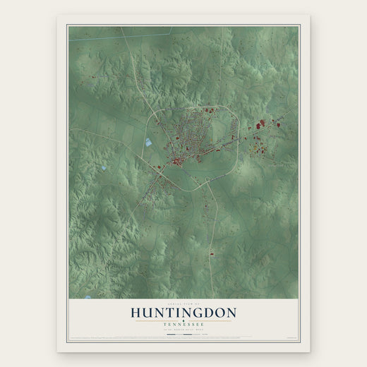 Huntingdon, Tennessee map print, the full design