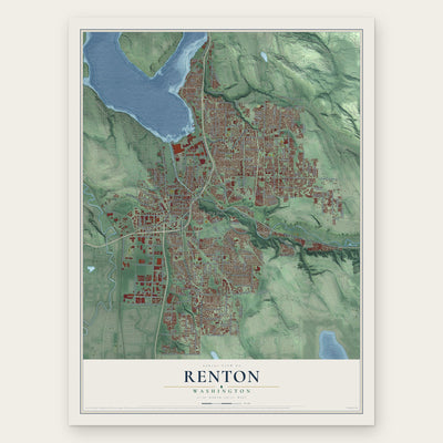 Renton, Washington map print, the full design