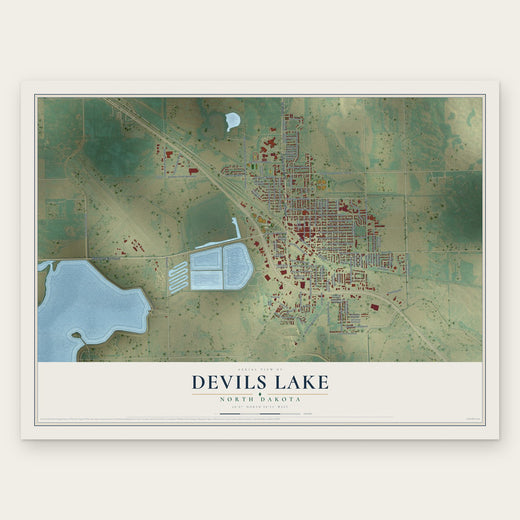 Devils Lake, North Dakota map print, the full design
