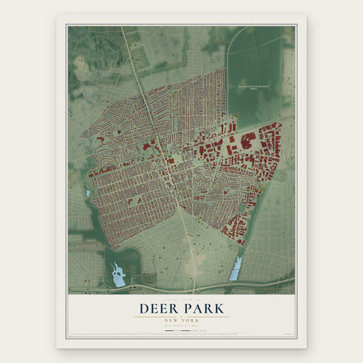 Deer Park, New York map print, the full design