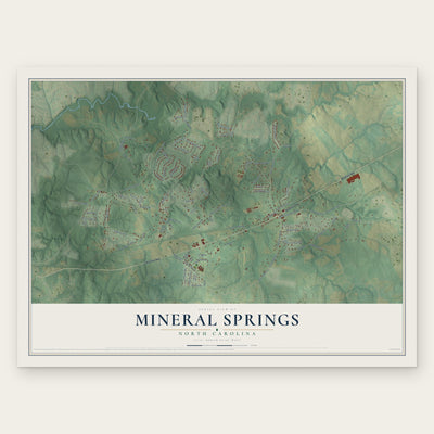 Mineral Springs, North Carolina map print, the full design