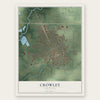 Crowley, Louisiana map print, the full design