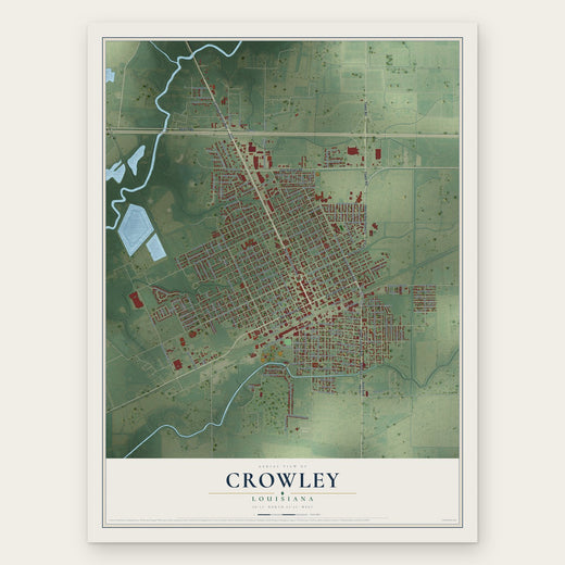 Crowley, Louisiana map print, the full design