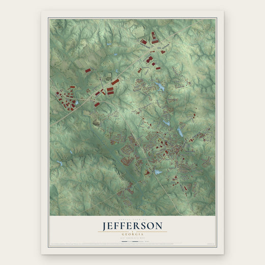 Jefferson, Georgia map print, the full design