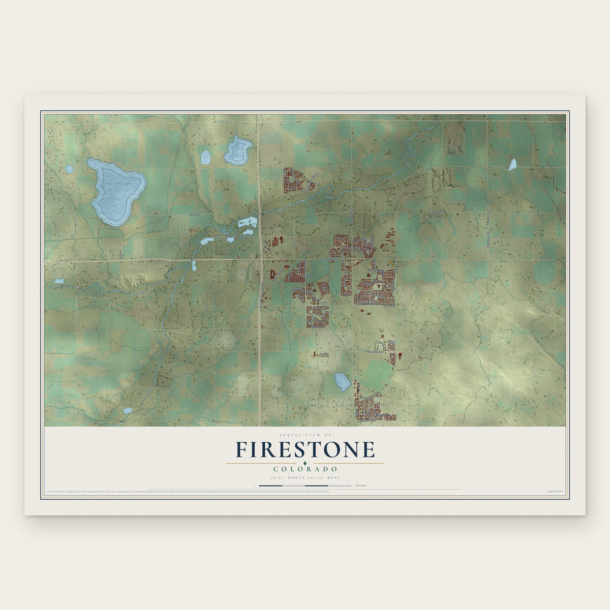 Firestone, Colorado map print, the full design