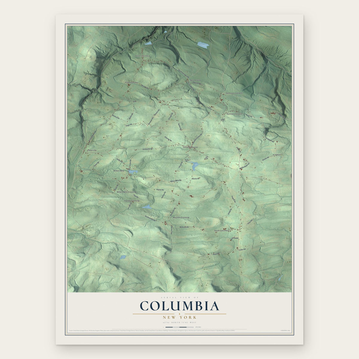 Columbia, New York map print, the full design