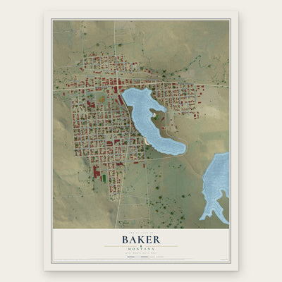 Baker, Montana map print, the full design