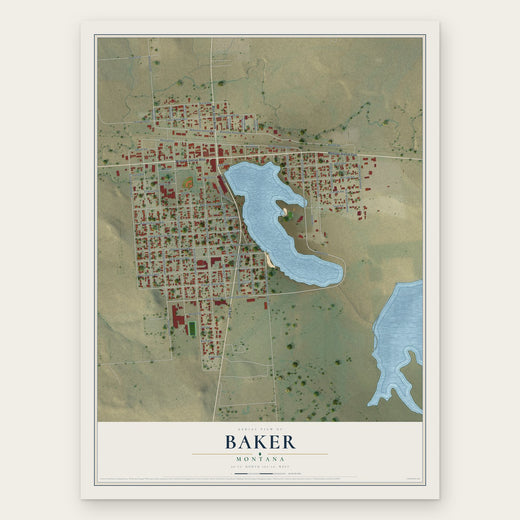 Baker, Montana map print, the full design