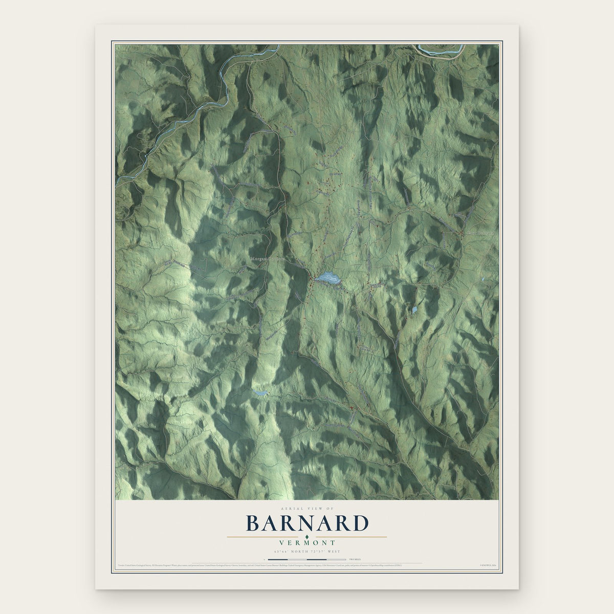 Barnard, Vermont map print, the full design