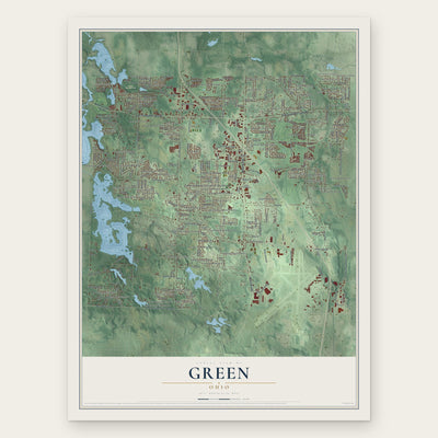Green, Ohio map print, the full design