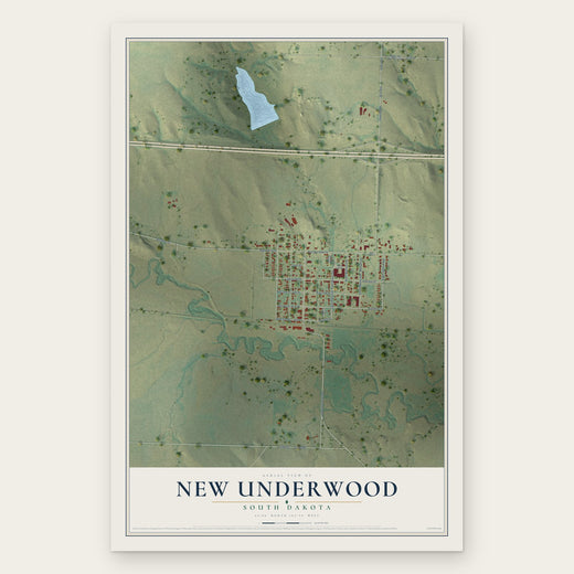 New Underwood, South Dakota map print, the full design