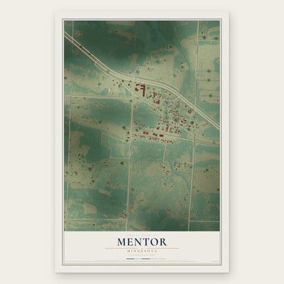 Mentor, Minnesota map print, the full design
