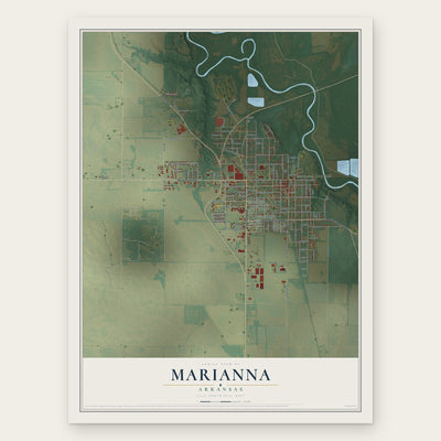 Marianna, Arkansas map print, the full design