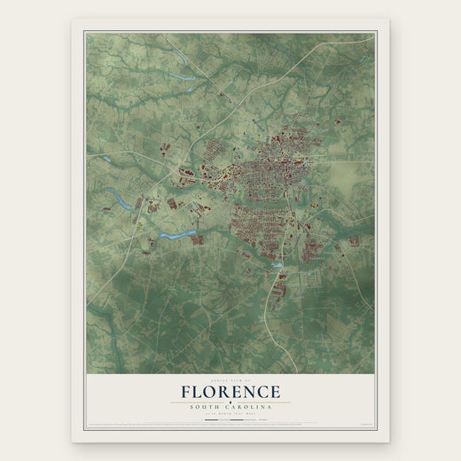 Florence, South Carolina map print, the full design