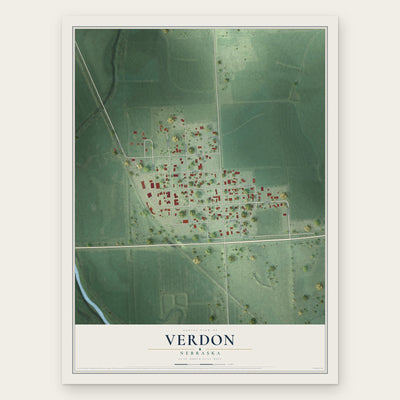 Verdon, Nebraska map print, the full design