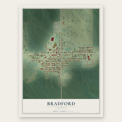 Bradford, Illinois map print, the full design