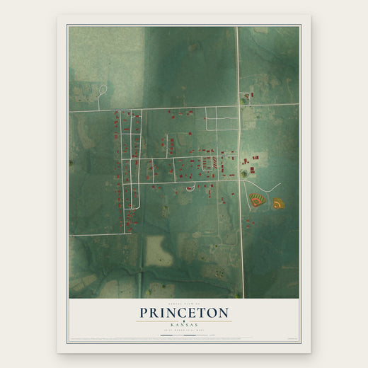 Princeton, Kansas map print, the full design