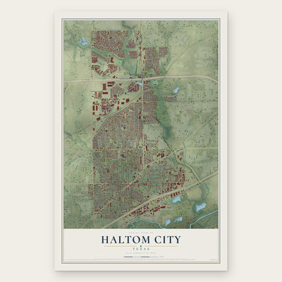 Haltom City, Texas map print, the full design