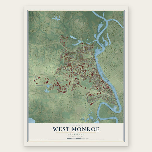West Monroe, Louisiana map print, the full design