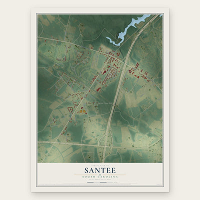 Santee, South Carolina map print, the full design
