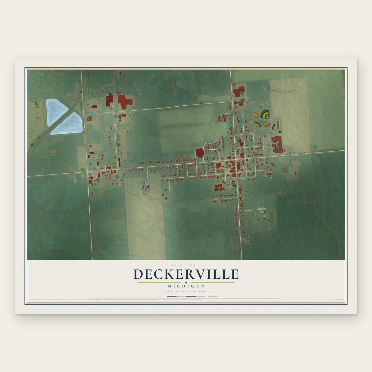 Deckerville, Michigan map print, the full design