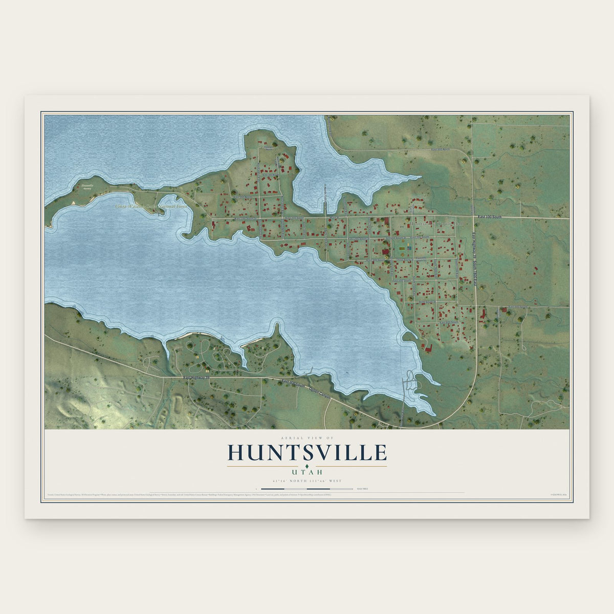 Huntsville, Utah map print, the full design