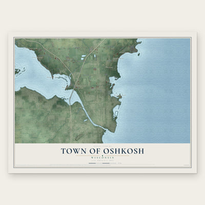 Town of Oshkosh, Wisconsin map print, the full design