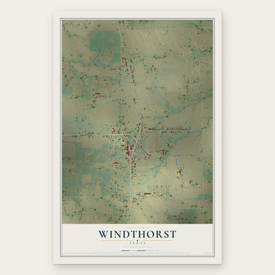 Windthorst, Texas map print, the full design