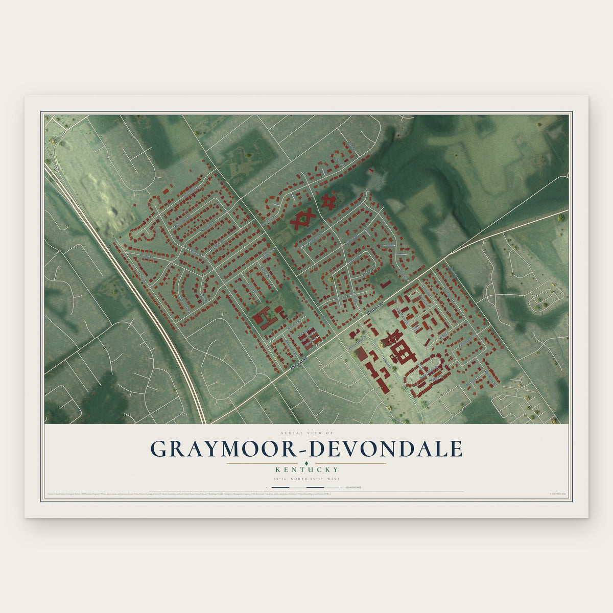 Graymoor-Devondale, Kentucky map print, the full design