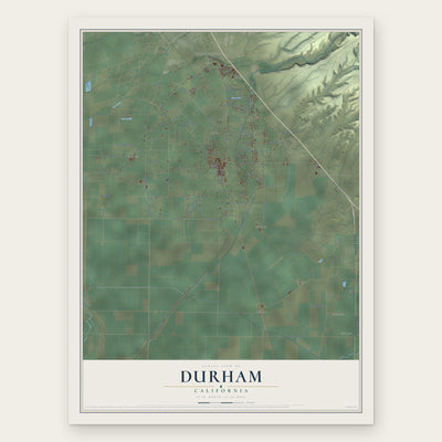 Durham, California map print, the full design