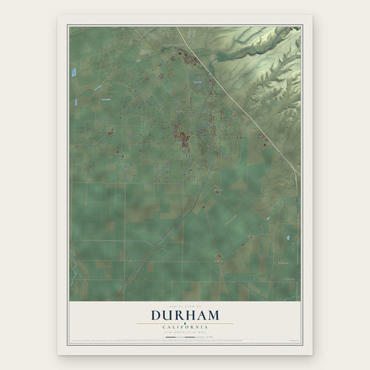 Durham, California map print, the full design