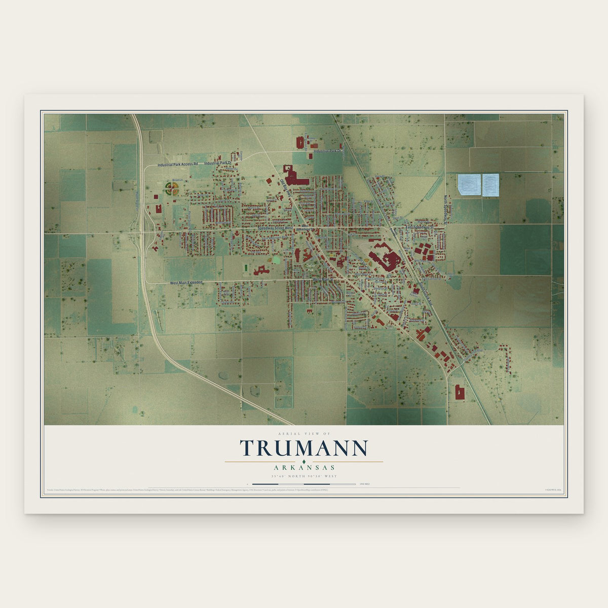 Trumann, Arkansas map print, the full design