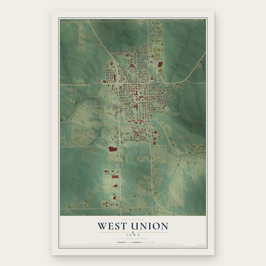 West Union, Iowa map print, the full design