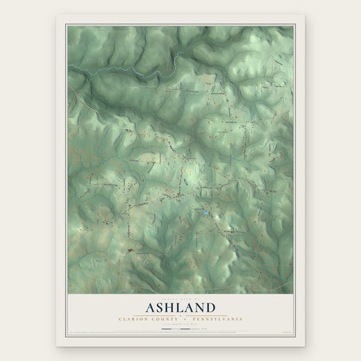 Ashland, Clarion County, Pennsylvania map print, the full design