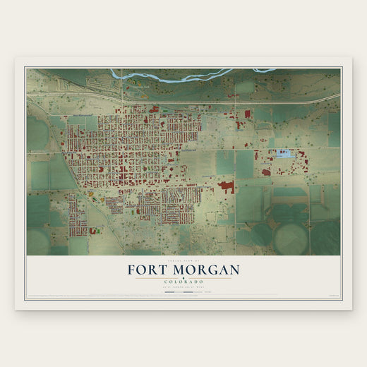 Fort Morgan, Colorado map print, the full design