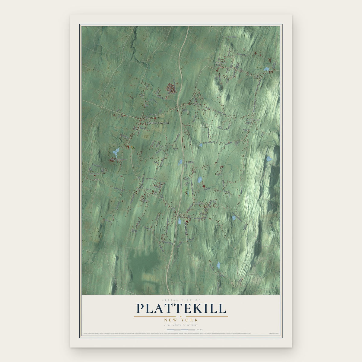 Plattekill, New York map print, the full design