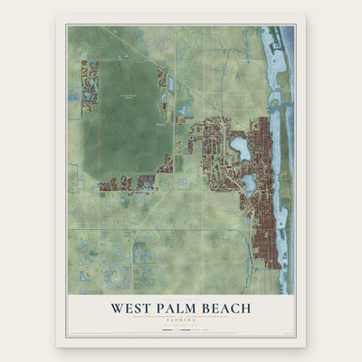 West Palm Beach, Florida map print, the full design