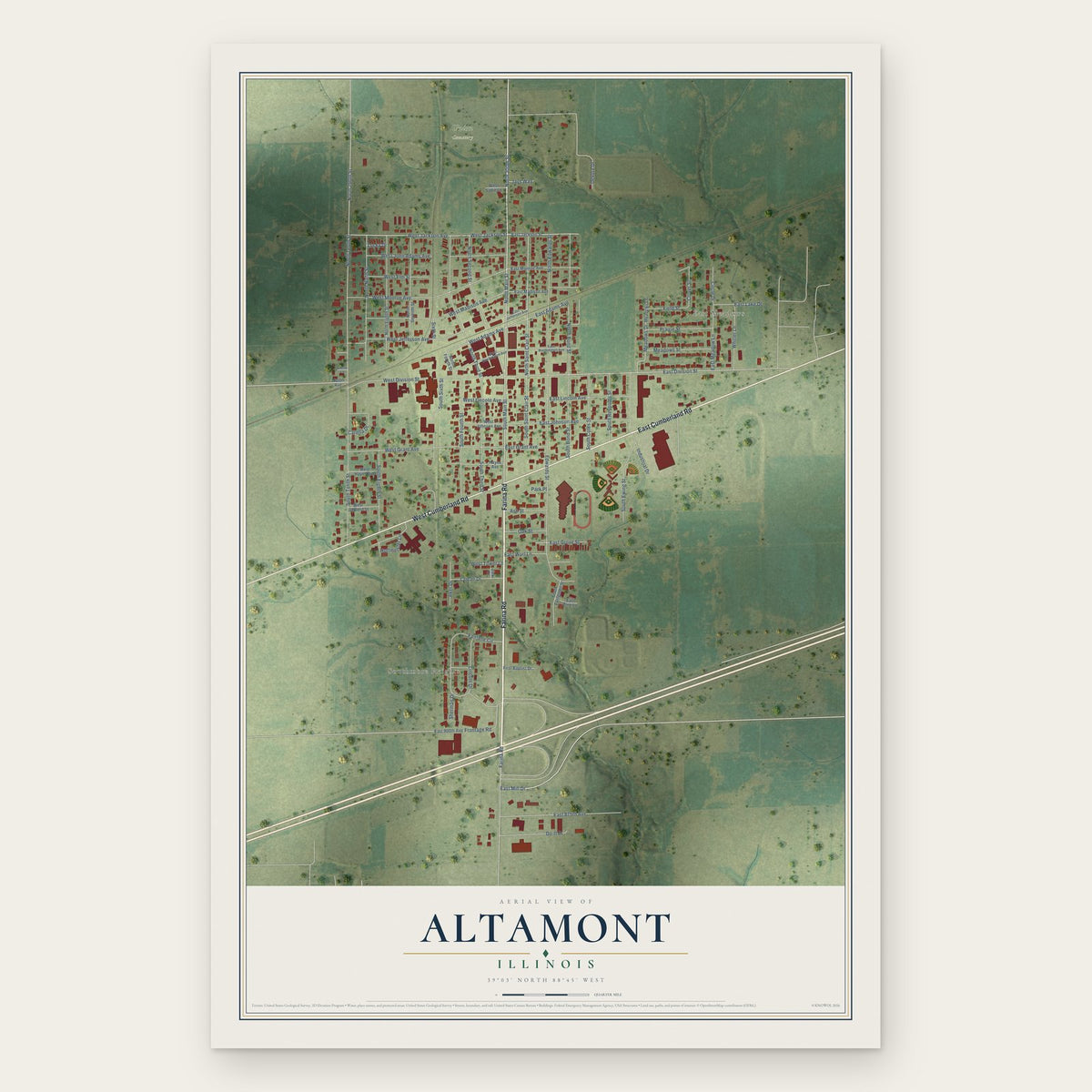 Altamont, Illinois map print, the full design