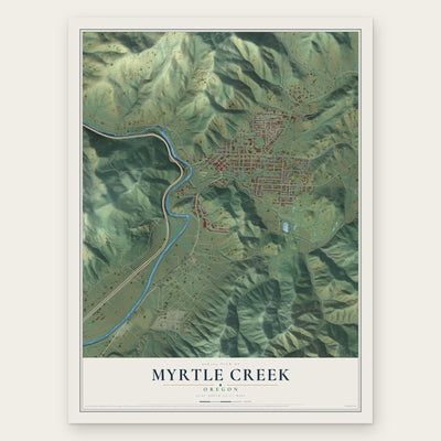 Myrtle Creek, Oregon map print, the full design