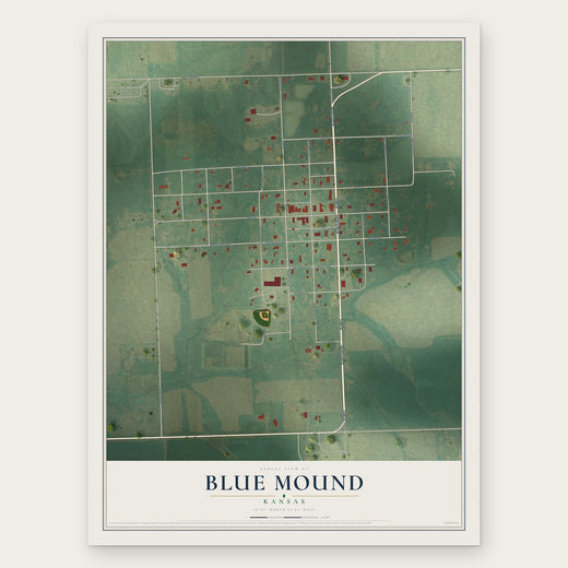 Blue Mound, Kansas map print, the full design