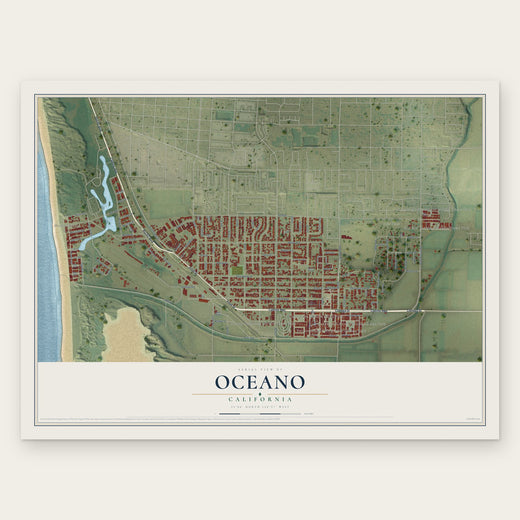 Oceano, California map print, the full design