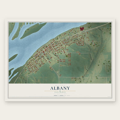 Albany, Illinois map print, the full design