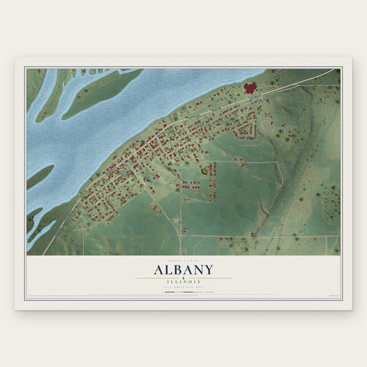 Albany, Illinois map print, the full design