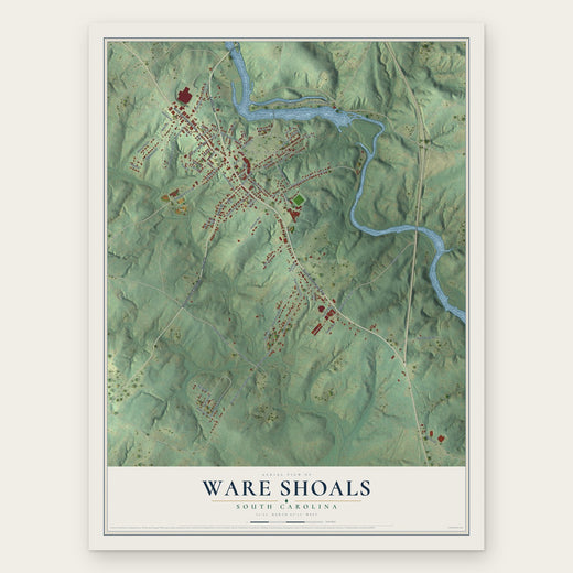 Ware Shoals, South Carolina map print, the full design